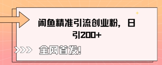 闲鱼精准引流创业粉,轻松日引200+-副业网