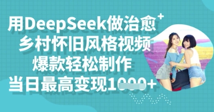 用DeepSeek做治愈乡村怀旧风格视频,爆款轻松制作,当日最高变现多张-副业网